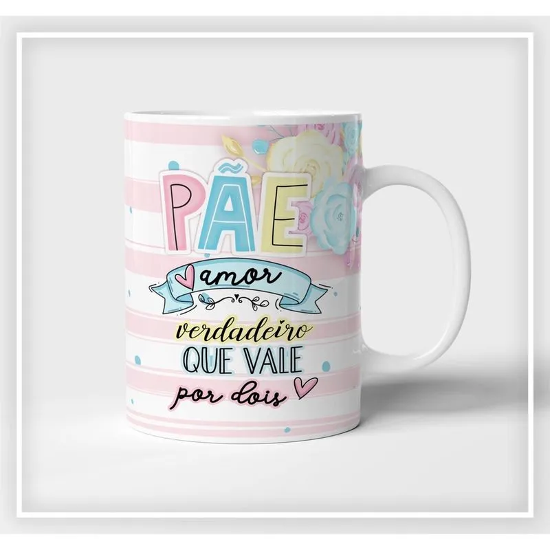 Caneca Presente Porcelana 325Ml Tema Amor Que Vale Por Dois
