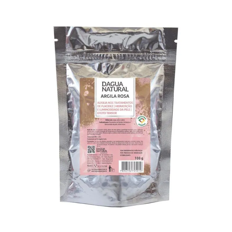 Argila Rosa Hidratação Antiflacidez 100g D Agua Natural