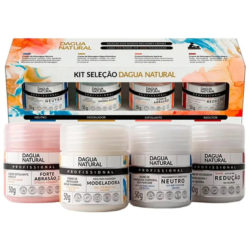 Kit Seleção Dagua Natural 4 Cremes 50g Profissional Neutro Modelador Esfoliante E Redutor