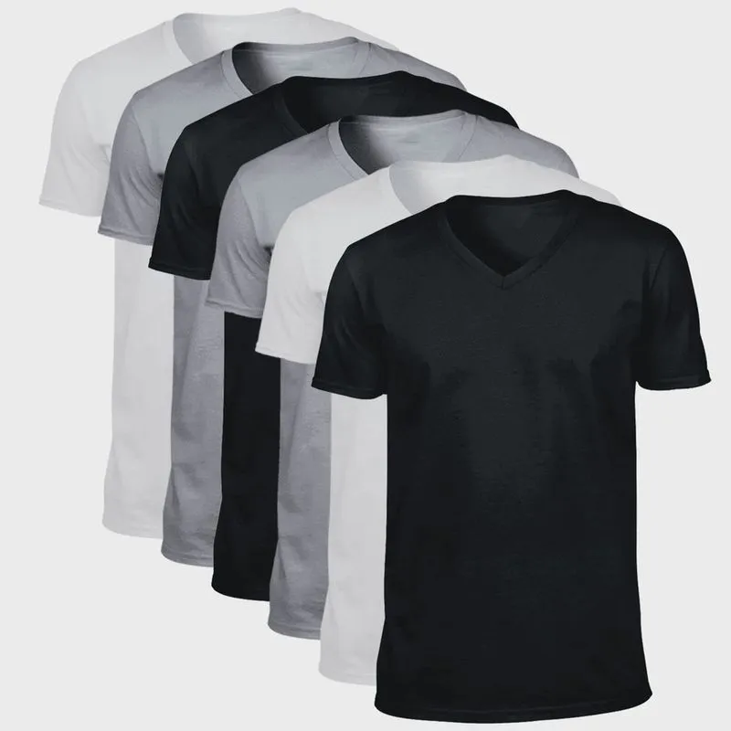 Kit 6 Camisetas Masculinas Algodão Egípcio Gola V Básica
