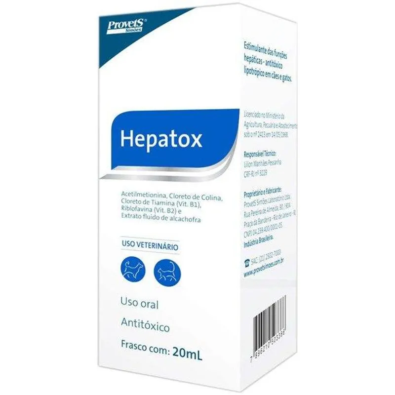 Antitóxico Provets Hepatox Para Cães E Gatos - 20 Ml