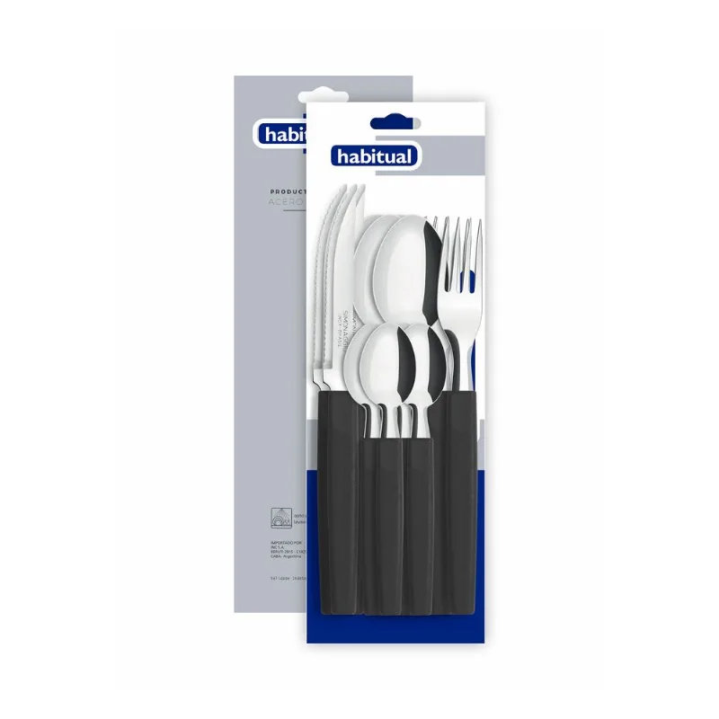 Set de cubiertos Carrefour acero con mango polipropileno x 16 piezas