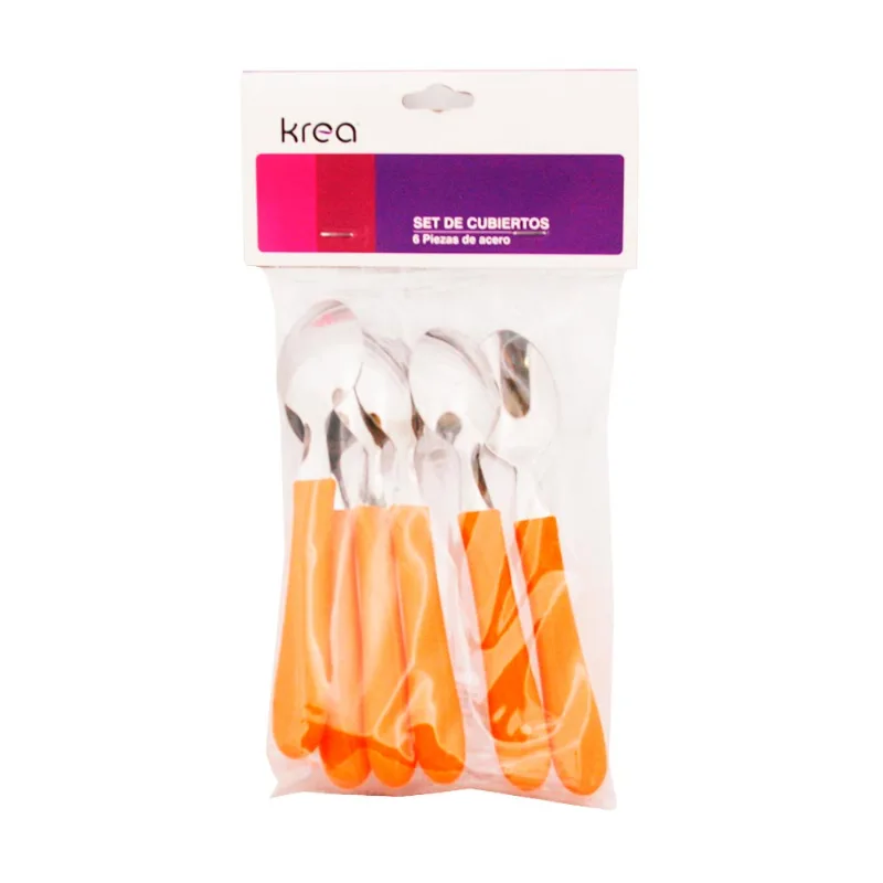 Cucharas Te M.pol. Naranja Bolsa Pvc 3611/6-pck-un.-6
