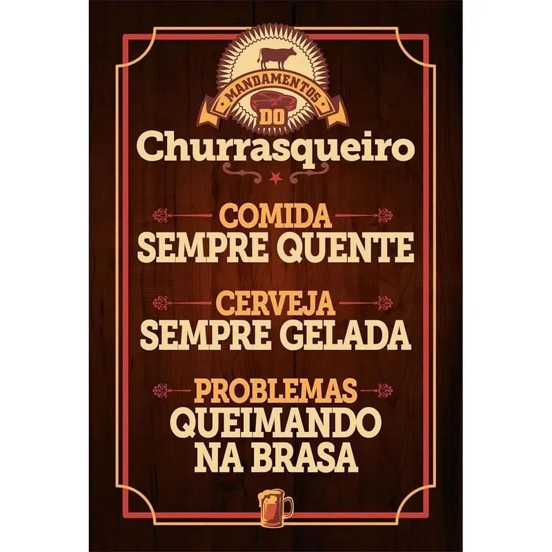 Placa Decorativa Quadro Regras Do Churrasco (V539)