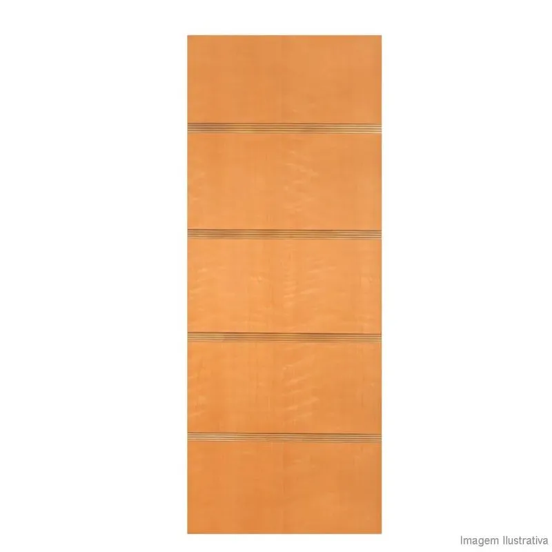Folha de Porta Decorada de Madeira Sólida Luciana 210x82cm Mogno