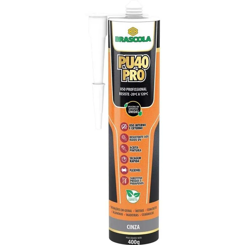 Selante PU 40 com Alta Performance para Vedações em Pias e Telhados Cinza Brascola 400G Selante PU 40 com Alta Performance para Vedações Cinza Brascola 400G