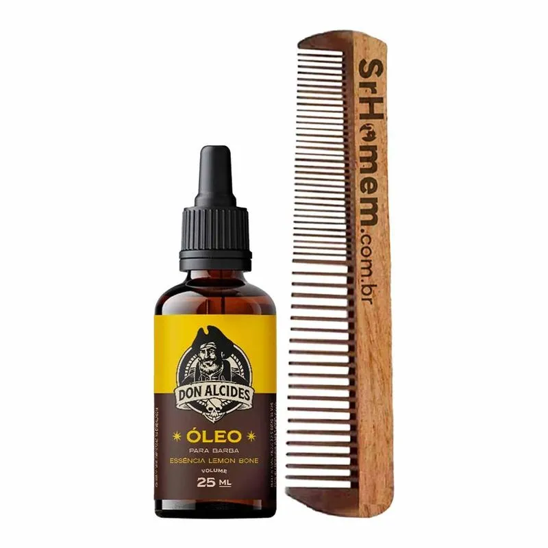 Kit Óleo Para Barba Lemon Bone E Pente Duplo Don Alcides