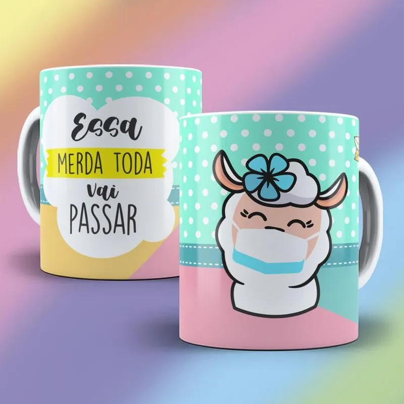 Caneca Porcelana Divertida Lhama Essa M Toda Vai Passar