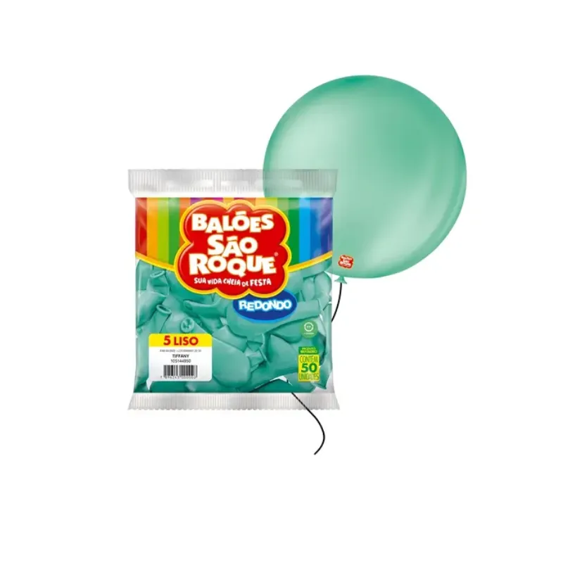 BALÃO REDONDO 50UN NÚMERO 5 LISO TIFFANY SÃO ROQUE