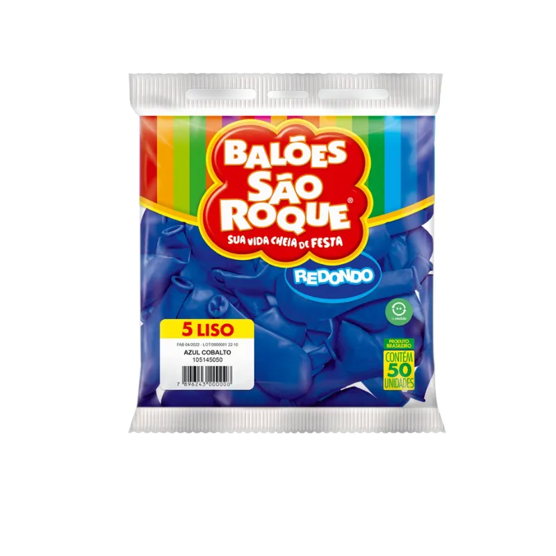 BALÃO REDONDO 50UN NÚMERO 5 LISO AZUL COBALTO SÃO ROQUE