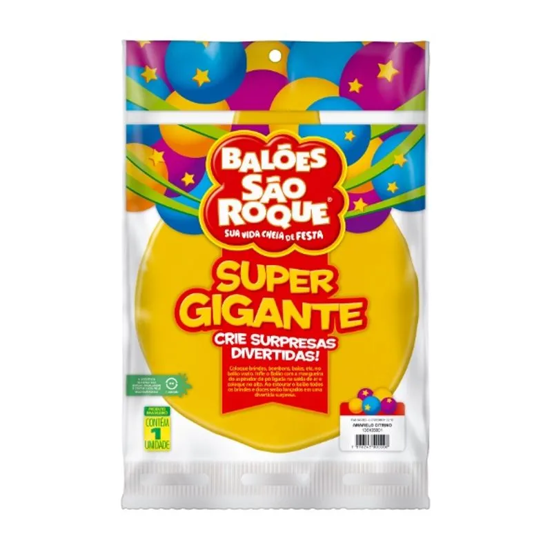 Balão bexigão super gigante - 36 (91 cm) - amarelo citrino - 1 unidade