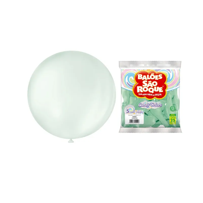 BALÃO 25UN NÚMERO 5 LISO CANDY COLORS VERDE SÃO ROQUE