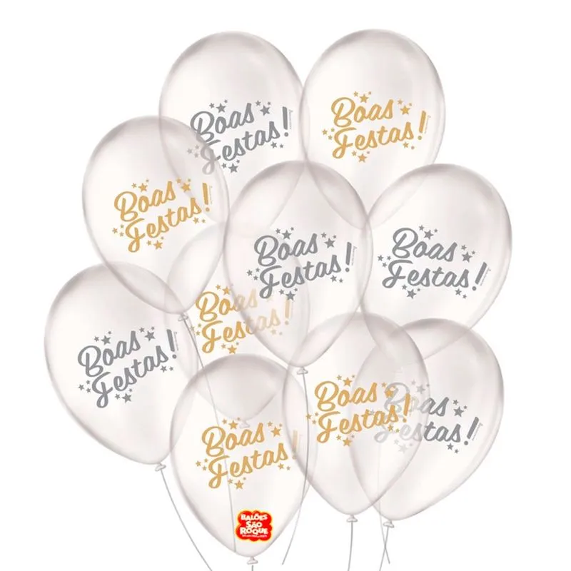 Balão Cristal Boas Festas Tamanho 9 c/25 - São Roque