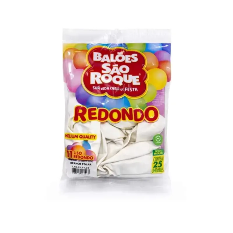BALÃO REDONDO 25UN NÚMERO 11 LISO BRANCO POLAR SÃO ROQUE