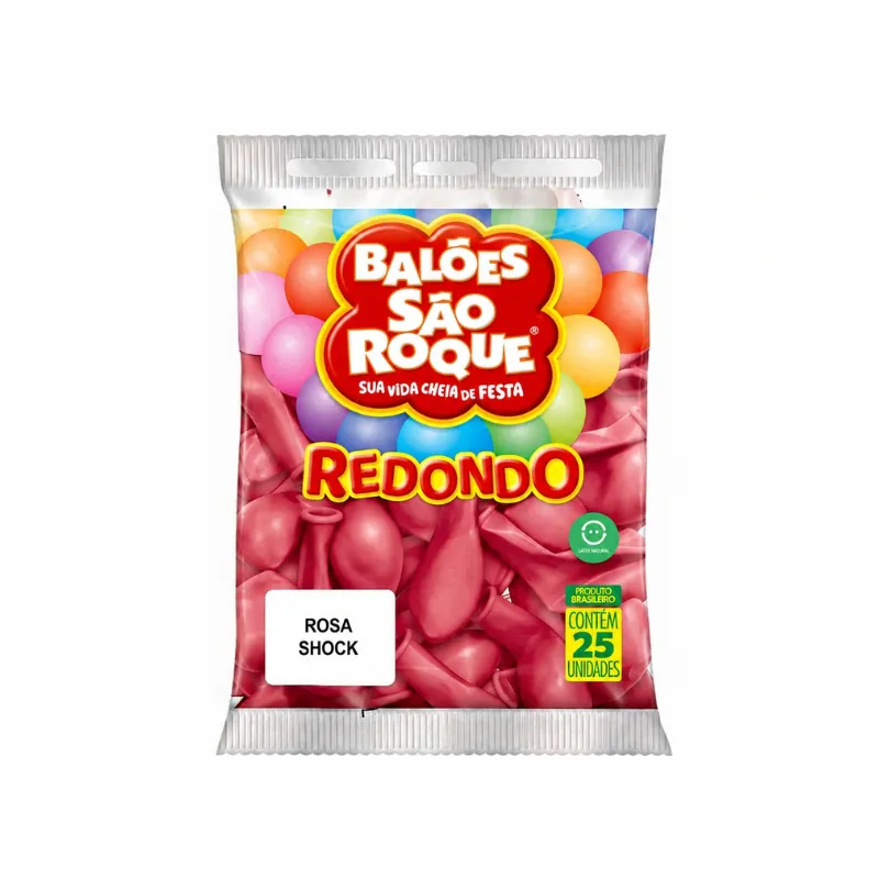 BALÃO REDONDO 25UN NÚMERO 11 LISO ROSA SHOCK SÃO ROQUE