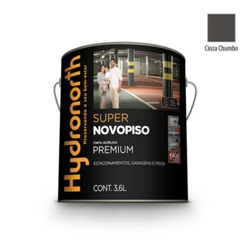 Novopiso Super Cinza Chumbo Semi Brilho 3,6 Litros - Hydronorth