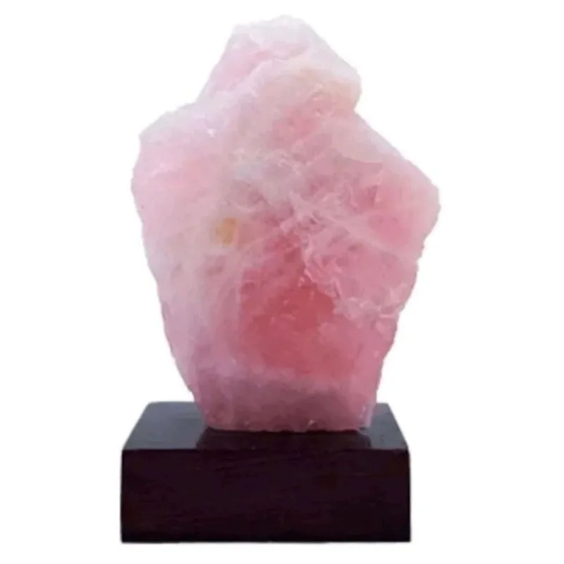 Quartzo Rosa Bruto Natural Na Base De Madeira Alta Qualidade