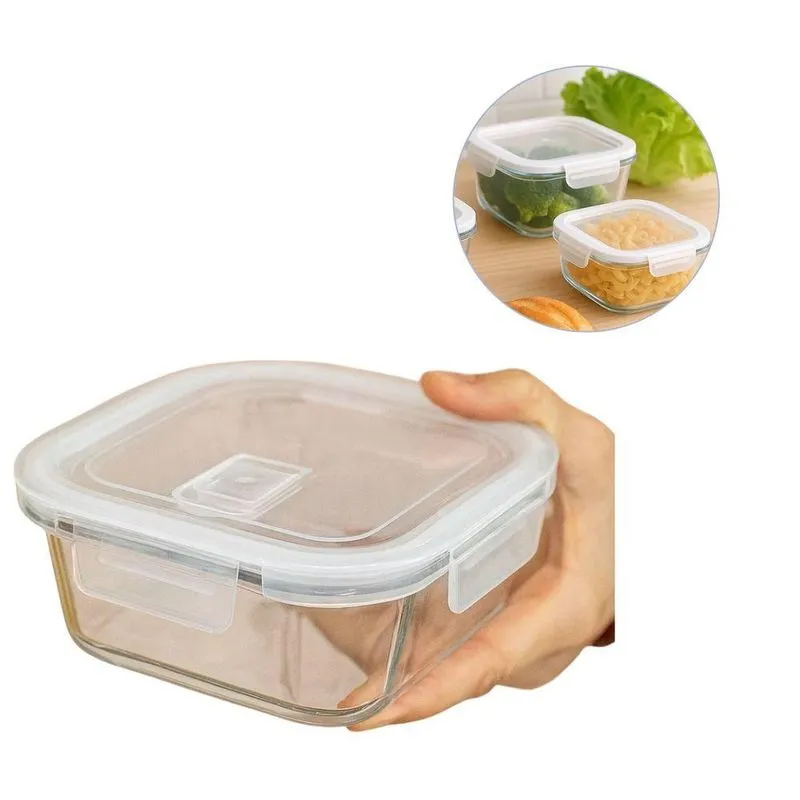 Vasilha Hermético De Vidro Quadrado 800 Ml Pote Com Tampa Mantimentos Marmitex Microondas Freezer