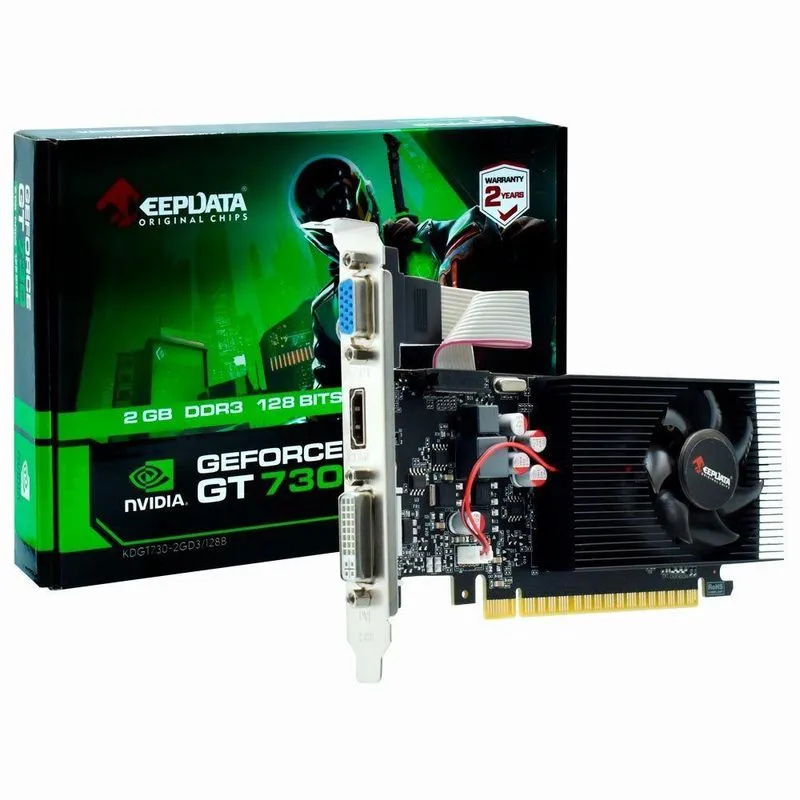 Placa De Vídeo Geforce Gt730 2gb Ddr3 Low Profile Para Multimídia Keepdata