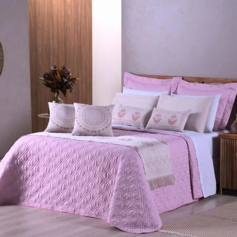 Kit Cobre Leito Casal King Completo 10 Peças Turin Rose