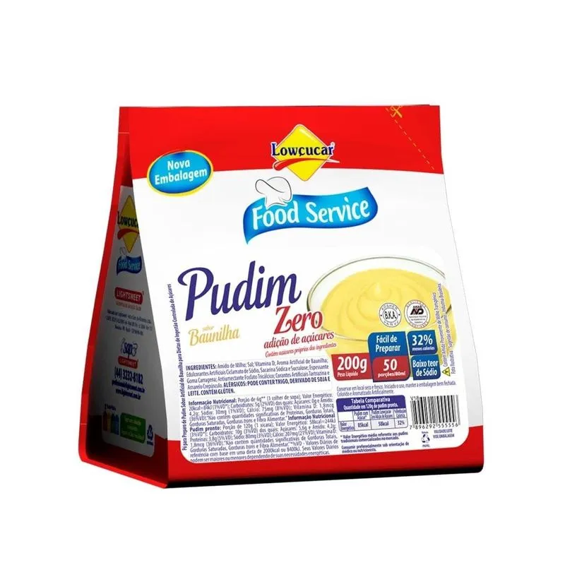 Pudim Lowçucar Zero Açúcares Sabor Baunilha 200g