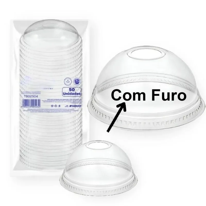 50 Tampa Bolha Para Copo 300ml 330ml Transparente 79mm
