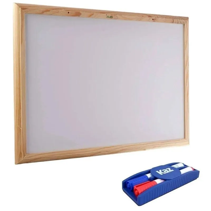 Quadro Branco Standart 60x40cm Moldura Madeira Pinus Ref.