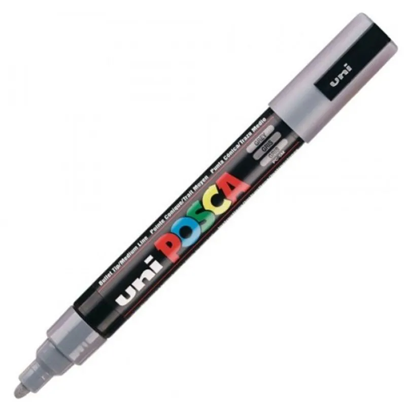 Kit Caneta Posca Ponta 2,5 mm Pc-5M 2 Unds Cinza Fluorescente e Preta