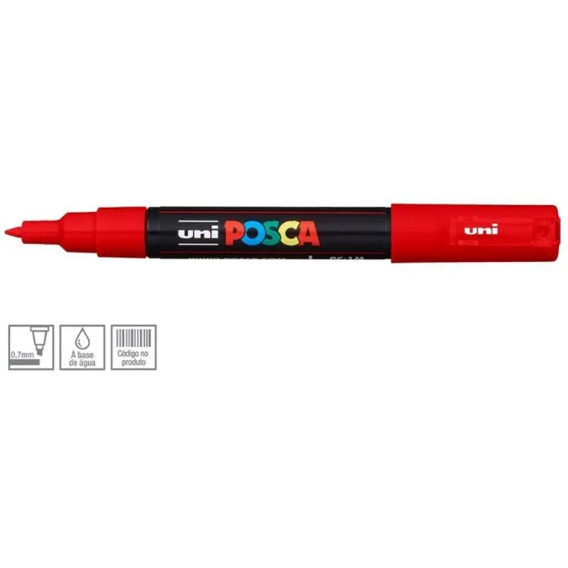 Caneta Posca Vermelha PC-1M Ponta 0,7 mm Un.