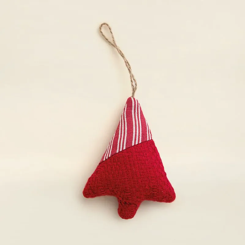 Enfeite Árvore Tecido Vermelho e Branco 12cm - A\CASA