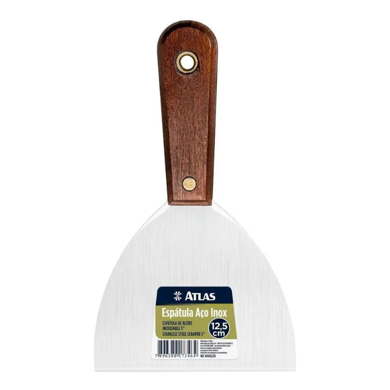 Espatula Aco Inox 12,5Cm 5'' Atlas Drywall Massa Corrida Pro