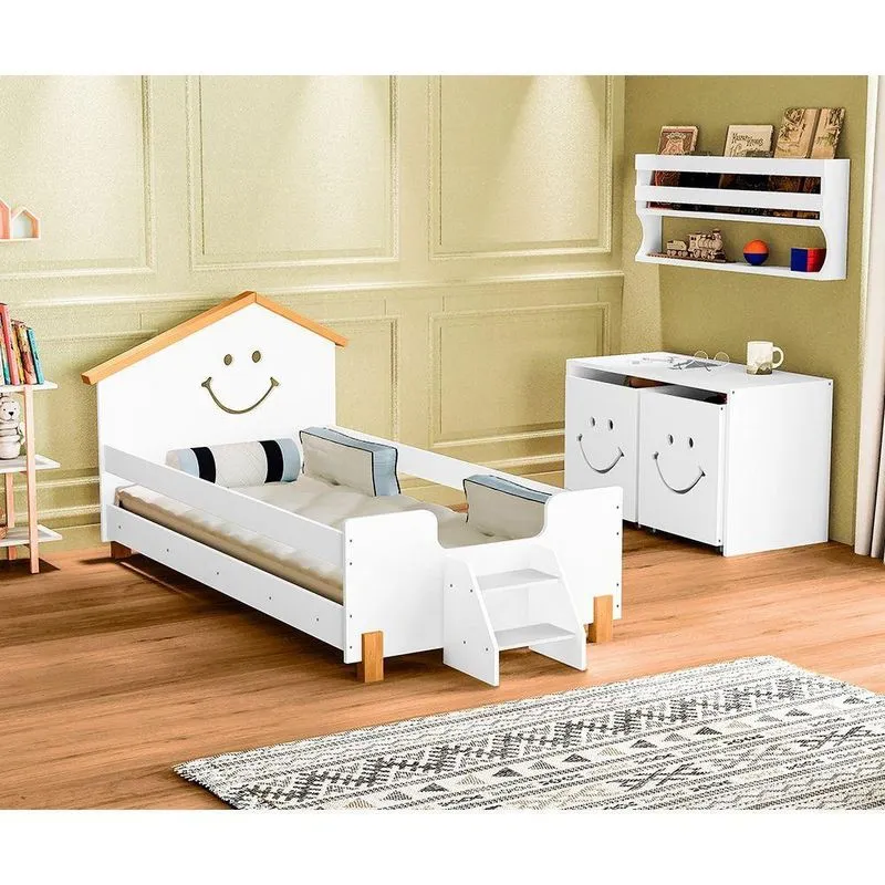 Cama Solteiro Infantil Alegra - Branca E Mel - Cor: Branco