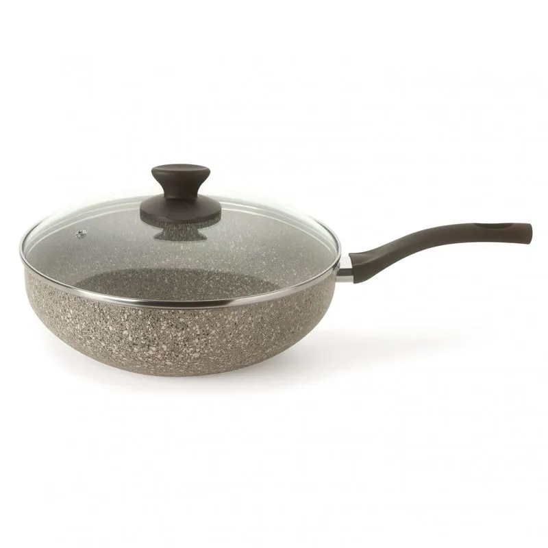 Panela Wok Antiaderente com Tampa de Vidro 4,5L Mineral Multiflon