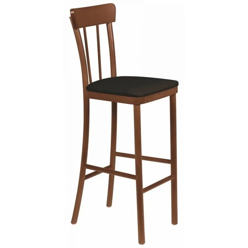Banqueta Alta Estofada Viena Danúbio Tramontina Amêndoa/Preto
