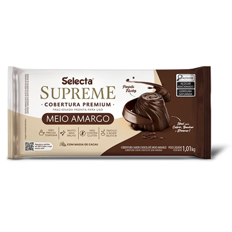 Cobertura Chocolate Meio Amargo em Barra Supreme 1,01kg