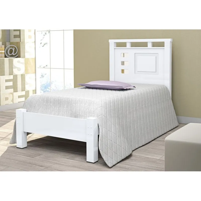 Cama Sessy Solteiro Branco com Colchão