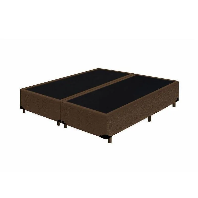 Base Box King Bipartido Homequeen Suede Marrom 40x193x203