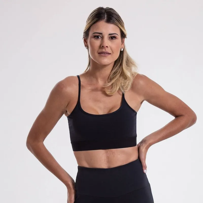 Top Slim Suporte Leve Em Tecido Basic Preta P