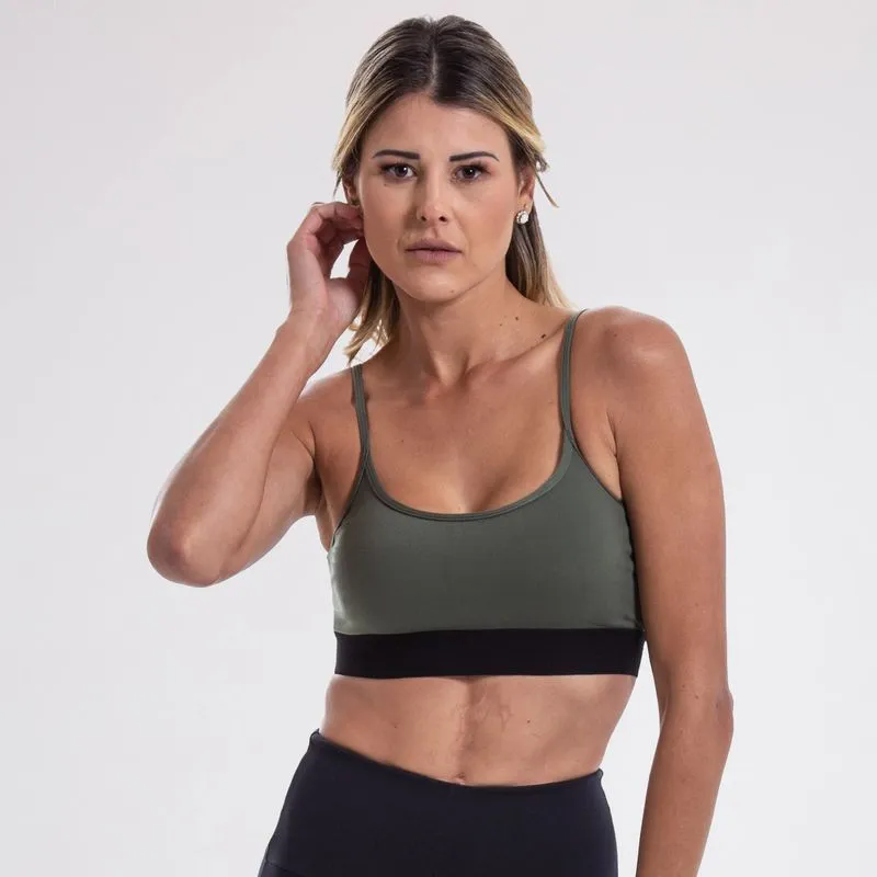 Top Slim Suporte Leve Em Tecido Basic Verde - Croco M
