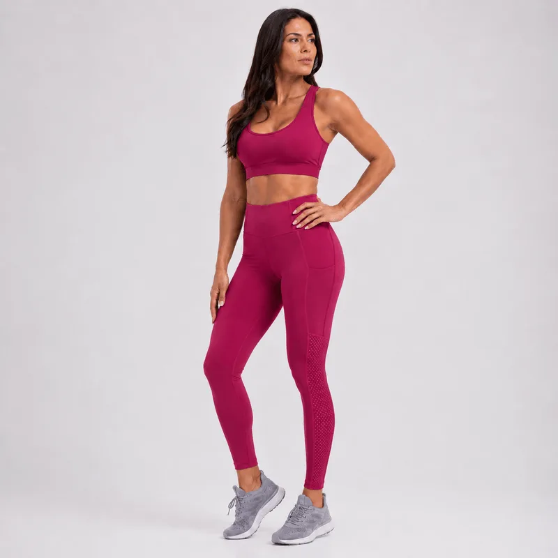 Calça Legging Cintura Perfeita Slim Com Bolso Em Tecido Nakay Vinho - Desejo P