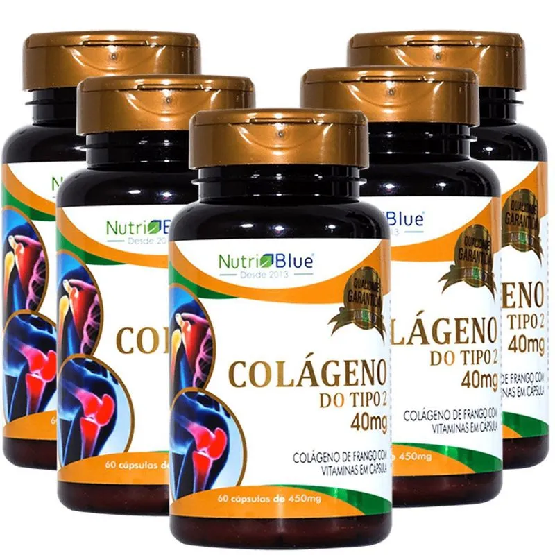 Colageno Tipo 2 Ucll 40mg 60 Cápsulas Nutriblue Kit X5