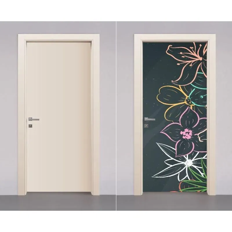 Adesivo Envelopamento Decorativo De Porta Flores Floral