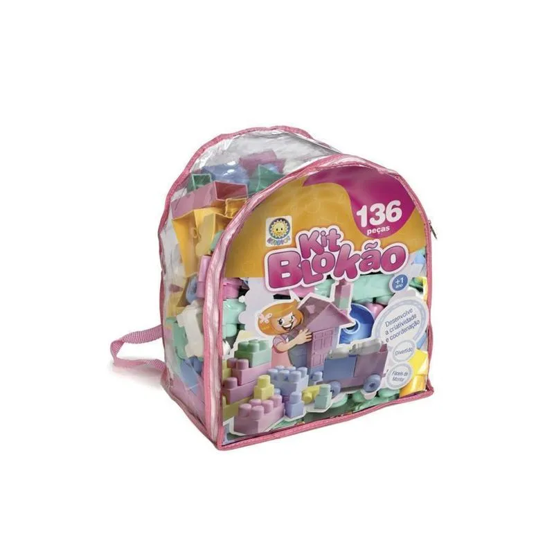 Blocos De Montar Kit Blokão Rosa 136 Peças - Kitstar
