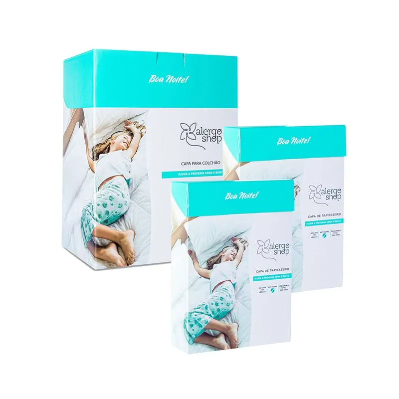 Kit Super Soft - 1 Capa Antiácaro Solteiro e 2 Capas de Travesseiro King 30cm