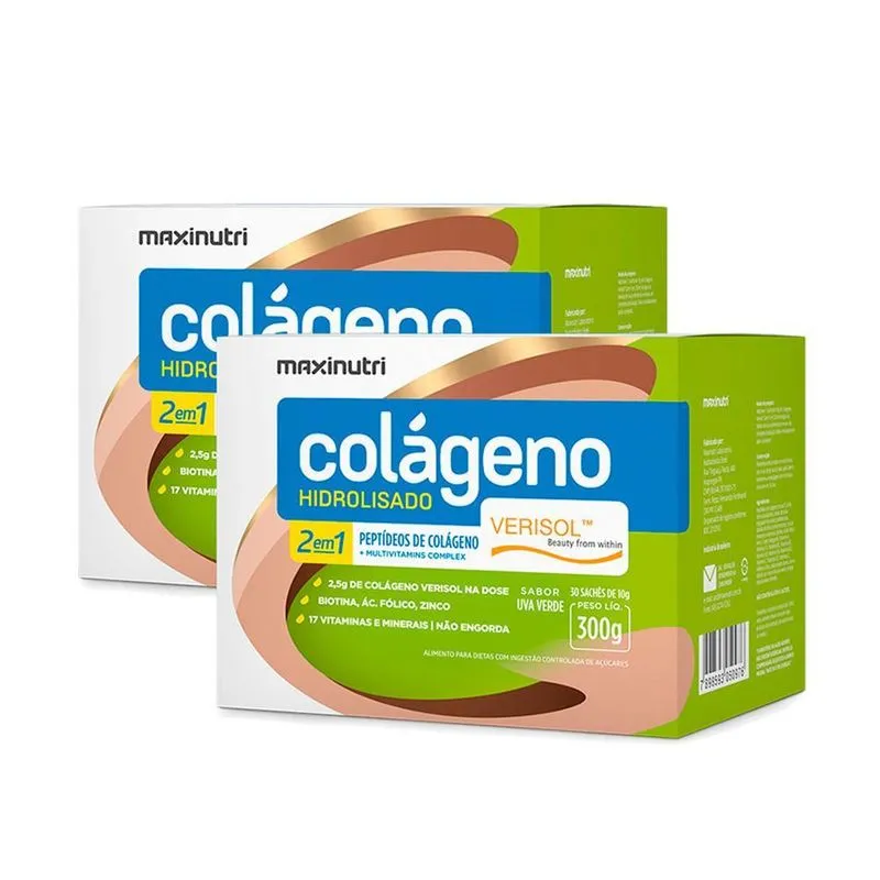 Kit 2 Colágeno Hidrolisado Verisol 30 Saches Uva Verde