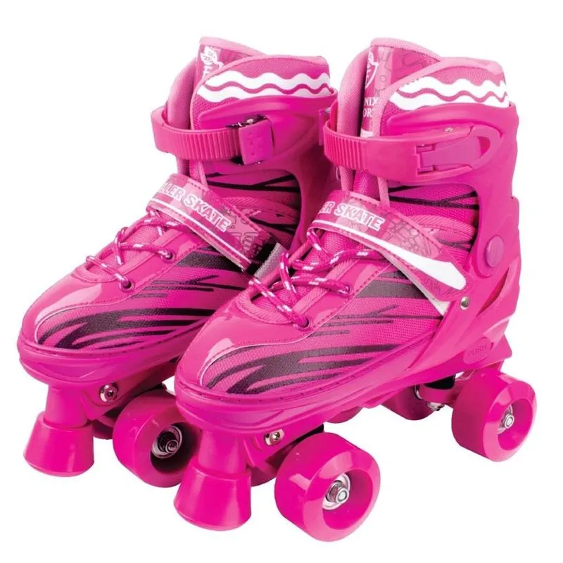 Patins 4 Rodas Ajustável 34 ao 37 Rosa Fênix