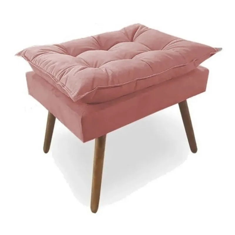 Puff Opala Quadrado Capitone Rosa Ka Móveis