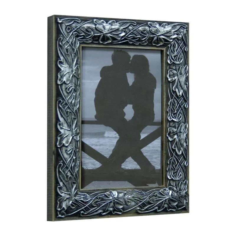 Porta Retrato de Mesa Flores Para Foto 10x15 cm Prata