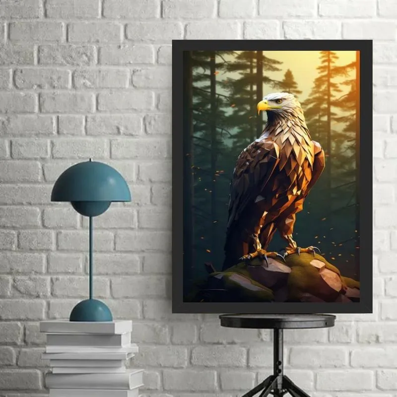 Quadro Arte Geométrica Águia 24X18Cm - Com Vidro