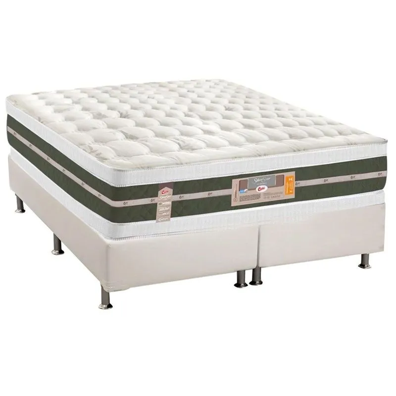Cama Box CRC Queen + Colchão Molas Pocket Castor Silver Star 158x198